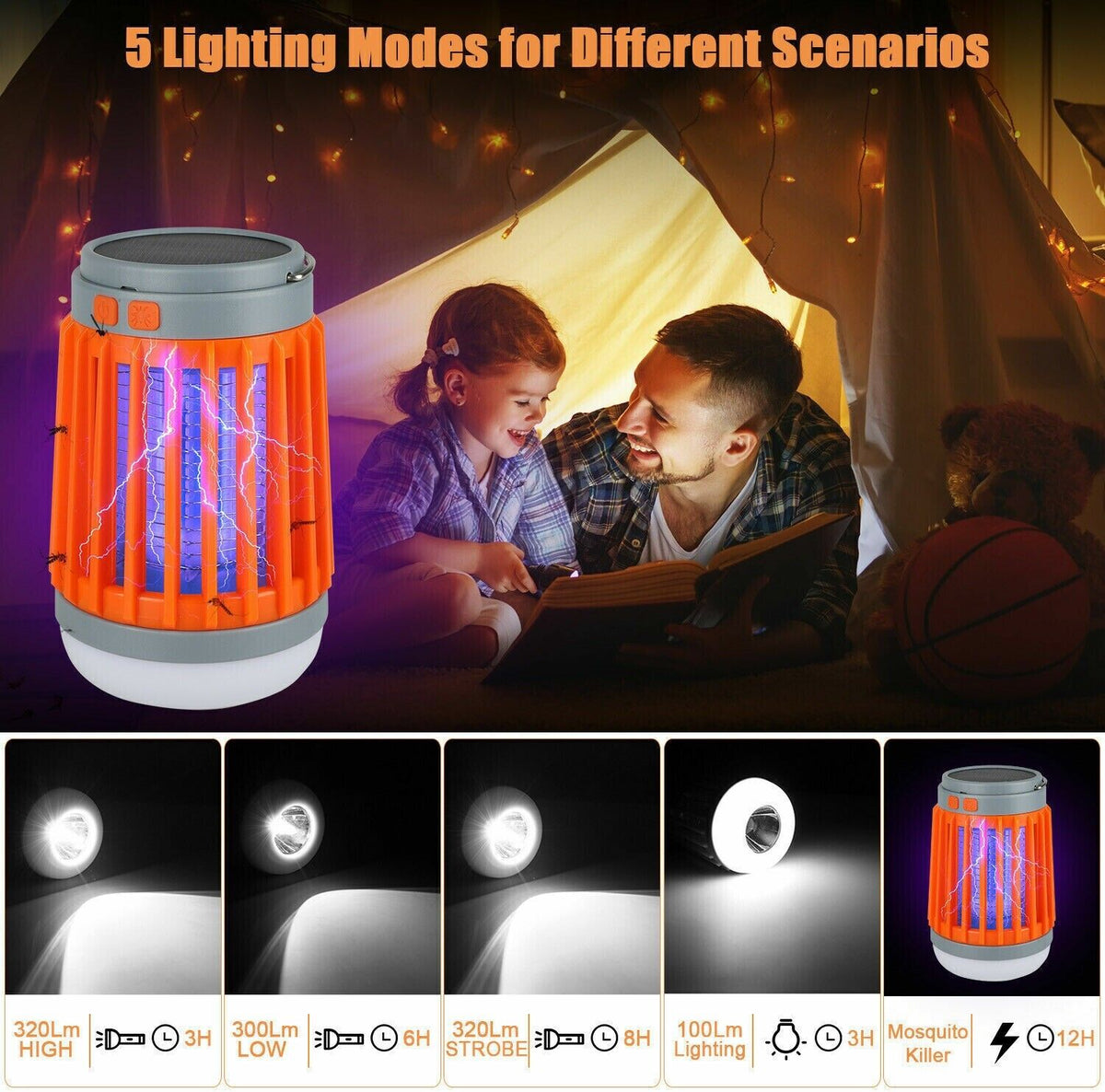 Solar Rechargeable Mosquito Zapper & Camping Lantern