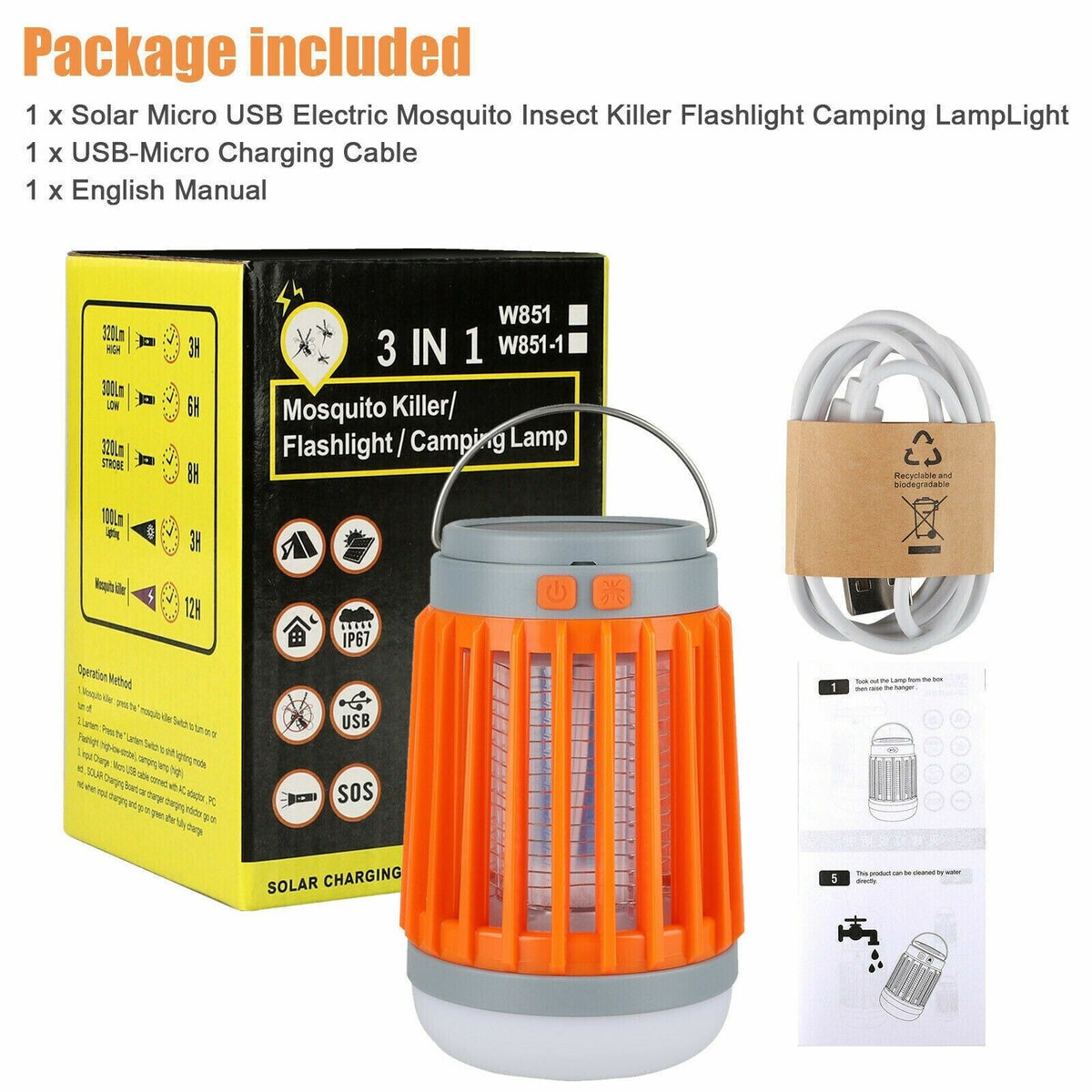 Solar Rechargeable Mosquito Zapper & Camping Lantern