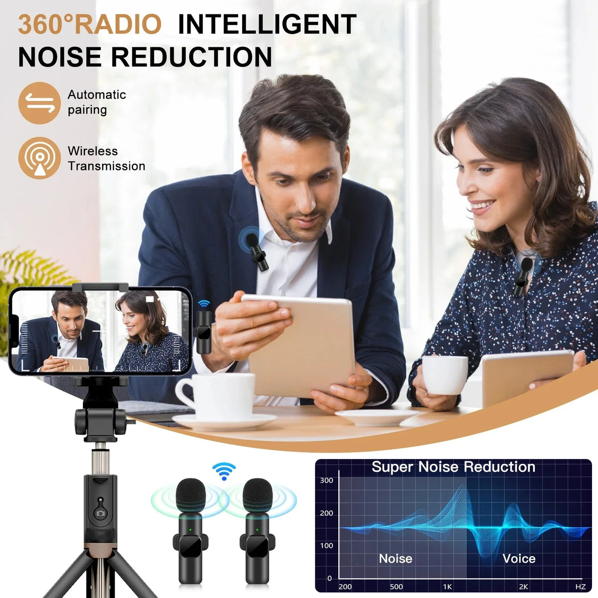 Wireless Lavalier Microphone – Mini Mic for iPhone, Android, Live Broadcast & Gaming