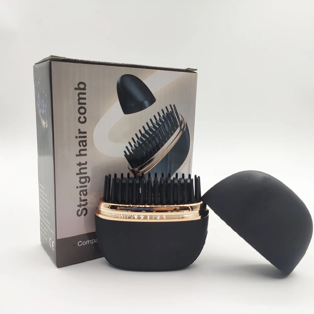 Wireless Hair Straightening Brush — USB Rechargeable | Pink & Black