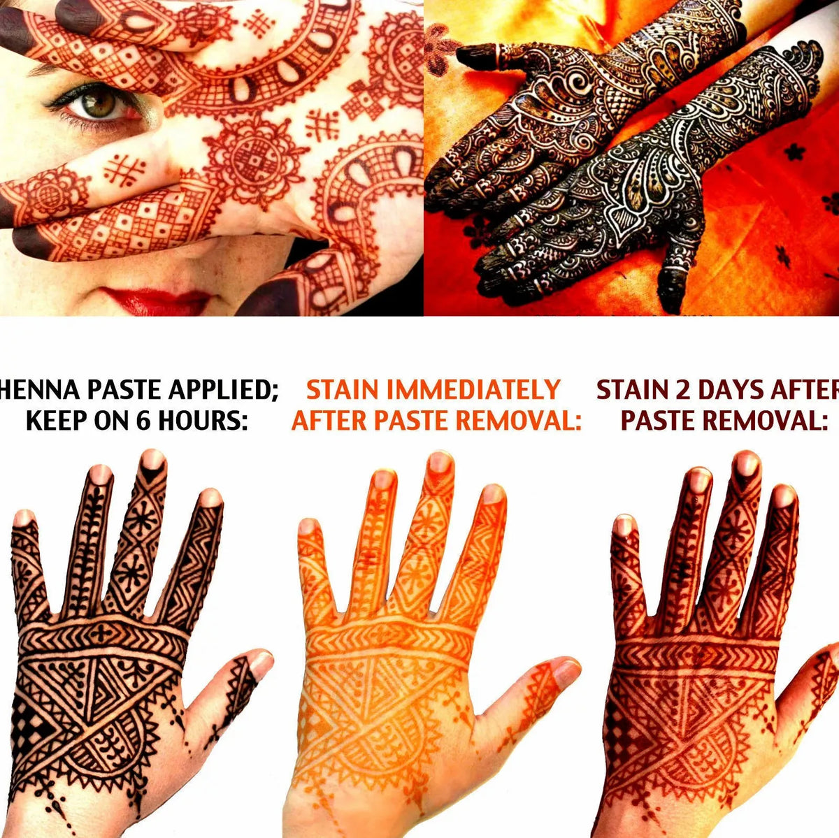 Organic Brown Henna Tattoo Cream – Natural Semi-Permanent Temporary Tattoo (1/2/3 Pack)