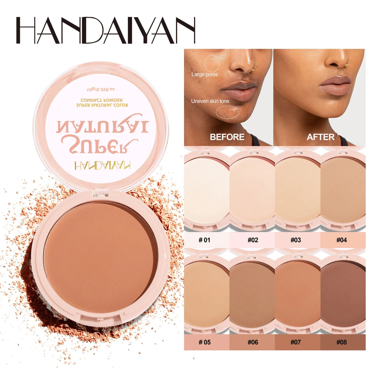 8-Color Matte Face Pressed Powder — 24-Hour Oil Control Setting Powder
