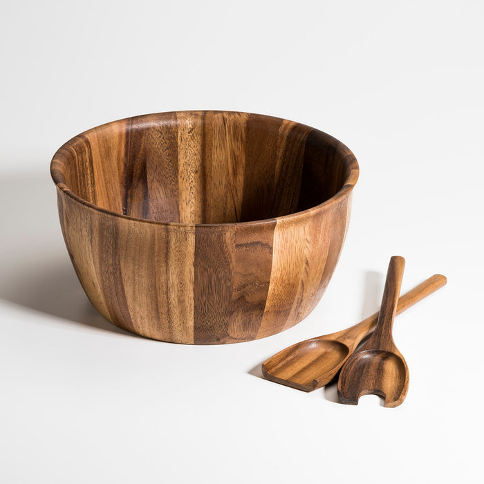 Soro Xtra Large Acacia Wood Salad Bowl with Serving Set