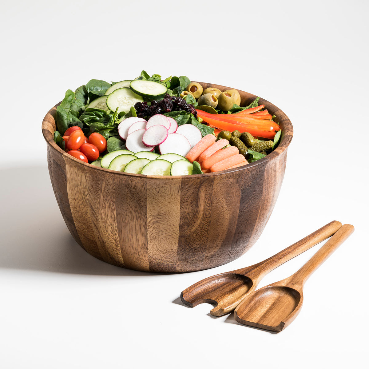 Soro Xtra Large Acacia Wood Salad Bowl with Serving Set